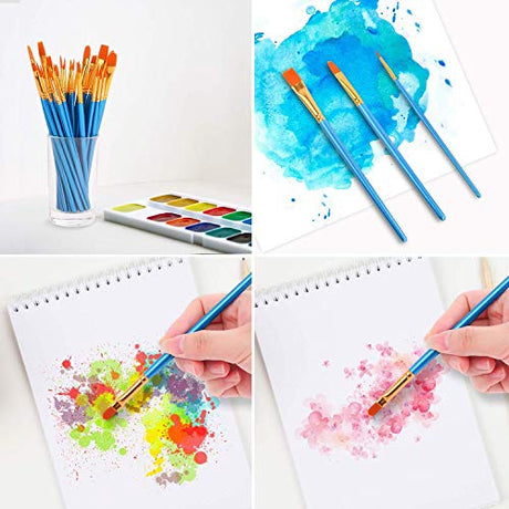 Soucolor Acrylic Paint Brushes Set, 20Pcs Round Pointed Tip Artist Paintbrushes for Acrylic Painting Oil Watercolor Canvas Boards Rock Body Face Nail Soucolor