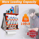 Ultrawall Spray Can Holder Rack With Paper Towel Holder, Steel Wall Mounted Spray Paint Can Rack, Garage Wall Mount Shelf, Utility Storage Rack, Tool Ultrawall