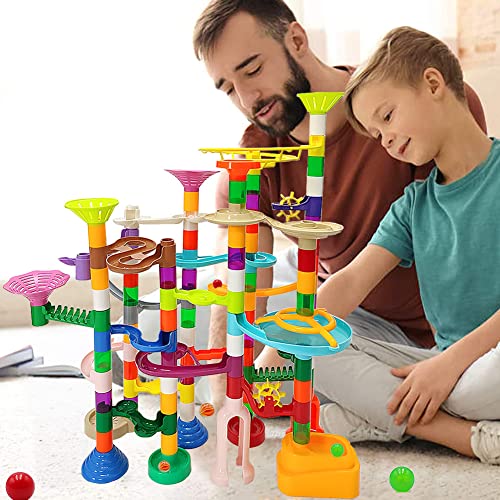 DSHMIXIA Marble Run for Kids Ages 4-8-12 150pcs Sturdy Building Toys Kids Games Marbles Run Track Amazing Fun Boys Girls Gifts (Standard) DSHMIXIA