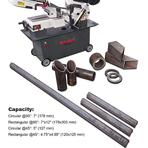 KAKA INDUSTRIAL Band Saw BS-712N, 4 step blade speeds Horizontal metal cut band saw with 1.5HP motor 115V and 230V Single phase