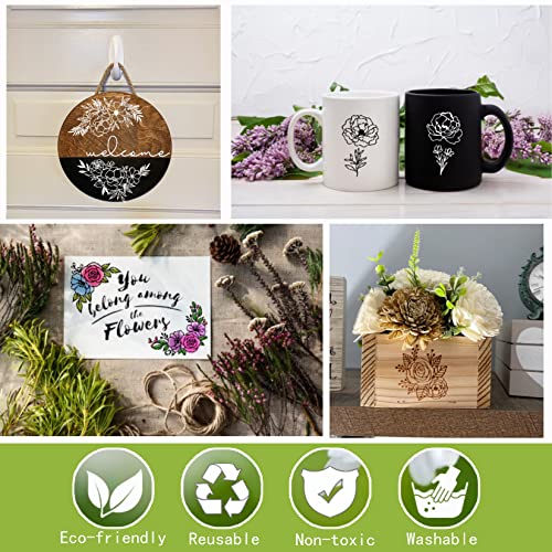 11Pcs Large Flower Stencils for Walls Canvas Fabric Craft, Floral Rose Stencil for Painting on Wood Reusable Magnolia Hibiscus Layering Paint yhslmh