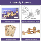 ROBOTIME 3D Puzzle Wooden Craft Kits with LED Light DIY Tower Bridge Construction Model Kit to Build for Teens Brain Teaser Puzzle Home Decor ROBOTIME