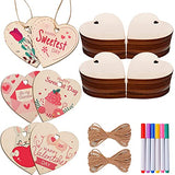 MGParty 60Pcs Natural Heart Wood Slices, DIY Mother's Day Bulk Wooden Hearts for Crafts, Unfinished Paintable Wooden Hanging Decorations, Wood Kit MGparty
