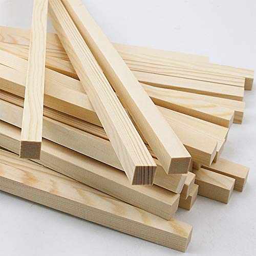 BILLIOTEAM 25 Pack Unfinished Wooden Square Dowel Rod,Hardwood Square Dowel Sticks for DIY Crafts Projects,Home Decor(1/2" x 12")