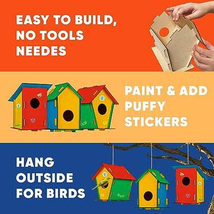 15 DIY Bird House Kits For Children to Build - Wood Birdhouse Kits For Kids to Paint - Unfinished Wood Bird Houses to Paint for Kids - Wood Craft