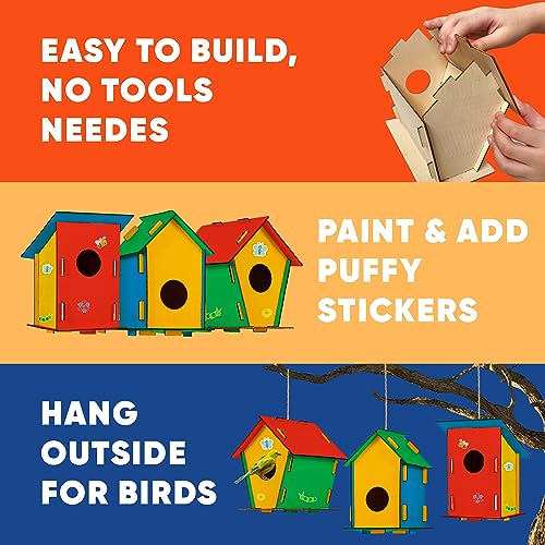9 Wooden Birdhouses & 9 Wind Chimes -Art & Crafts for Kids Ages 4 5 6 7 8 - Kids Bulk Arts and Crafts Set with Painting Kit -DIY Wood Bird House and