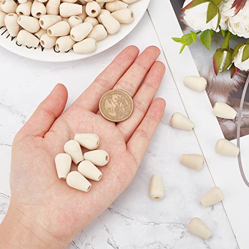 OLYCRAFT 200Pcs Teardrop Wood Beads 4mm Hole Natural Unfinished Wooden Beads Large Hole Wood Spacer Beads for Making DIY Wooden Beads Garlands, - WoodArtSupply