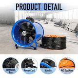 Sewinfla 520W/12inches Utility Blower, Portable Ventilator Exhaust Fan with 33ft PVC Flexible Duct Hose, Low Noise Heavy Duty Cylinder Fan for Home & Sewinfla