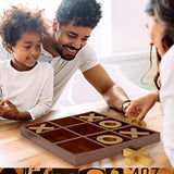 Refinery & Co. Premium Solid Wood Tic-Tac-Toe Board Game, Giant Gold 14” Coffee Table Home Decor, Classic Indoor/Outdoor Party Game for Children & Refinery