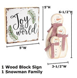 Holiday Joy Rustic Wood Block Sign and Snowman Family 2 Piece Set by Factory Direct Craft for Winter Decorating and Primitive Christmas Displays Factory Direct Craft