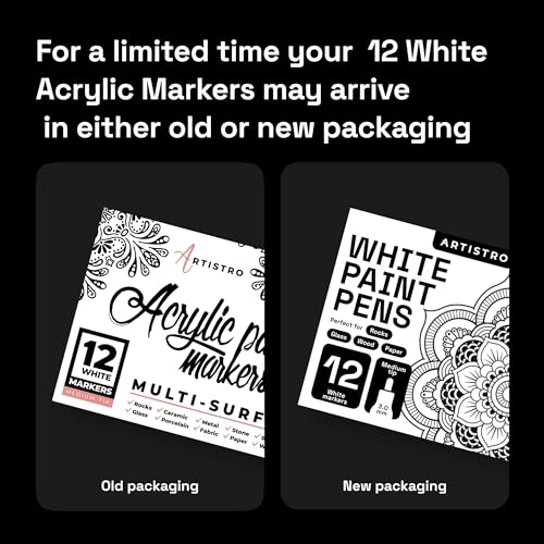 ARTISTRO Paint Pens for Rock Painting, Stone, Ceramic, Glass, Wood, Tire, Fabric, Metal, Canvas. Set of 12 Markers for Acrylic Painting, Water-based, ARTISTRO