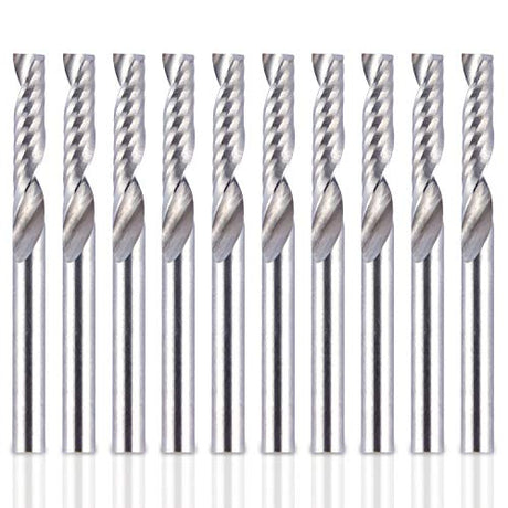 HQMaster 1/8 Shank CNC Router Bits Inch Shank 3.175mm End Mill Single Flute Spiral Router Bit Milling Cutter Upcut Cutting Engraving Single Edged HQMaster