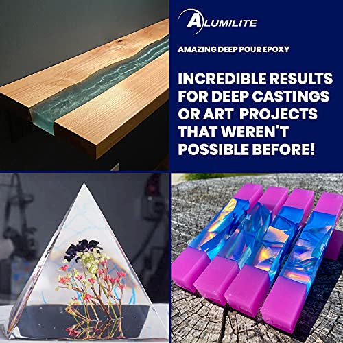 Alumilite Amazing Deep Pour Epoxy [1 gal A + 0.5 gal B(1.5 gallon) 2 Part Kit] 2 inches Thick High-Gloss & Crystal Clear Liquid Glass for Casting Alumilite