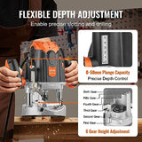 VEVOR Plunge Router, 3-1/4 HP, 120V, 12000-23000 RPM Variable Speed, Electronic Plunge Base Router, Plunge Woodworking Router Kit with Carry Case, VEVOR