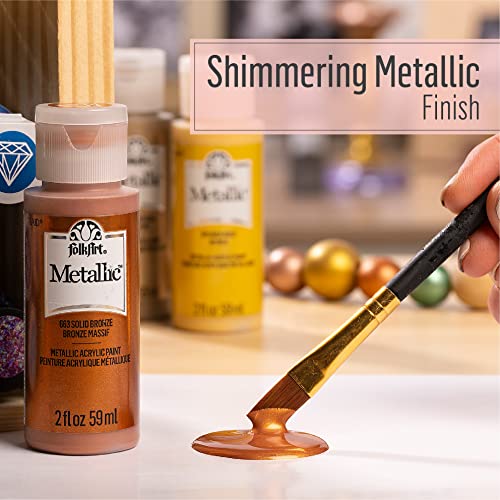 FolkArt Metallic Acrylic Craft Paint, Shimmering Steel 2 fl oz Premium Metallic Finish Paint, Perfect For Easy To Apply DIY Arts And Crafts, 36223 FolkArt