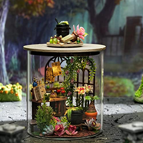 Spilay Dollhouse DIY Miniature Wooden Furniture Kit,Mini Handmade Doll House Model with Dust Cover & LED,1:24 Scale Creative Woodcrafts Toys for Spilay
