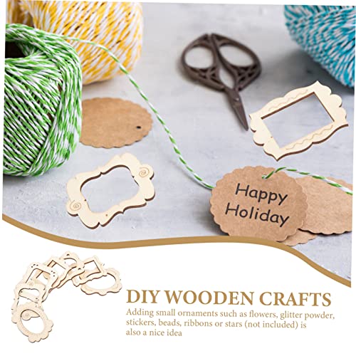 KALLORY 20pcs Small Photo Frame Unfinished Wood Slices Craft Necklace Pendant Unfinished Photo Frames Wood Frames for Crafts Scrapbooking Picture KALLORY