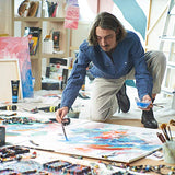 Arteza Paint Brushes, Set of 12, Premium Synthetic Acrylic & Oil Paint Brushes with Brass Ferrules & Wooden Birch Handles, Painting Art Supplies for ARTEZA