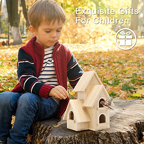 Lyfreen DIY Bird Houses for Outside Pine Wooden Bird House with Hanging Tools for Bluebird Hummingbird Wren Finch Birdhouse Bird Hut Box for Garden Lyfreen