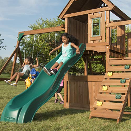 Swing-N-Slide WS 8348 Tioga Fort Swing Set, Wood - WoodArtSupply