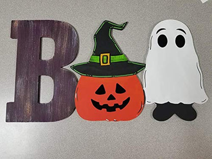 Boo Cutout Unfinished Wood Halloween Decor Door Hanger Paint Party Halloween Craft MDF Shaped Canvas Style 3 (12")