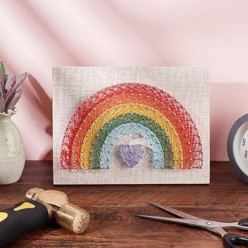 INFUNLY DIY Rainbow String Art Kit 3D String Art Kit Make Your Own String Art Crafts Kit for Adults DIY String Art Kit for Women Students Interesting INFUNLY
