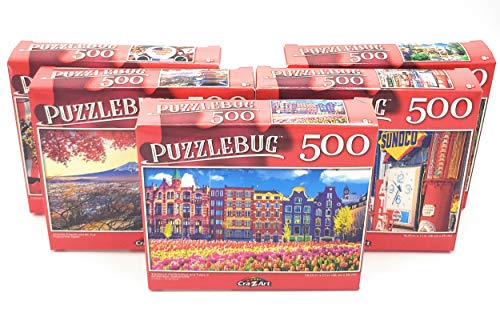 500 Piece Puzzle Variety Pack of 5 Different Puzzles - Colorful, Fun Puzzle Designs - Perfect for Kids of All Ages - Puzzlebug, Artbox, CRA-Z-Art Puzzlebug
