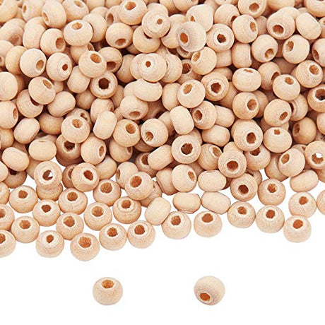 PandaHall 5000pcs 4~5mm Small Unfinished Wood Beads, Natural Wooden Beads Round Spacer Beads Smooth Beads for Bracelet Necklace Jewelry and Crafts PH PandaHall