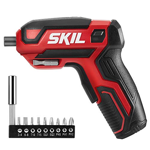 SKIL Rechargeable 4V Cordless Screwdriver Includes 9pcs Bit, 1pc Bit Holder, USB Charging Cable - SD561801 - WoodArtSupply