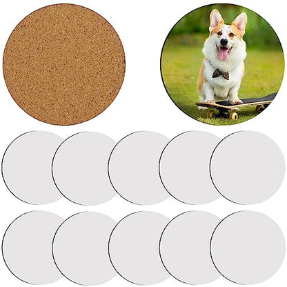 12 Pcs Sublimation Coasters Blanks Bulk MDF Blanks Hardboard Cork Back Coasters Blank MDF Cork Coasters 3.86x3.86 Inch (12)