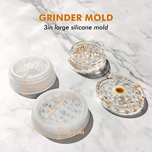 4 Pcs Silicone Resin Molds with Grinder Mold- Premium Resin Rolling Tray Mold and Resin Jar Mold with Lid Kit for Spice Grind and Storage, DIY Resin YIGWANG