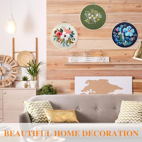 Pengxiaomei 4 Pack Flower Embroidery Kit for Beginners with Pattern and Instructions, Cross Stitch Kits Include 2 Wooden Embroidery Hoops Color Pengxiaomei