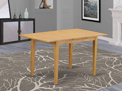 East West Furniture Norfolk Kitchen Dining Rectangle Solid Wood Table Top with Butterfly Leaf, 32x54 Inch, Nft-oak-t