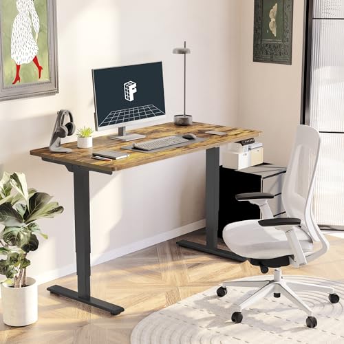 FLEXISPOT Stand Up Desk 3 Stages Dual Motor Electric Standing Desk 55x28 Inch Whole-Piece Board Height Adjustable Desk Electric Sit Stand Desk(Black FLEXISPOT