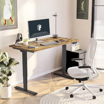 FLEXISPOT Stand Up Desk 3 Stages Dual Motor Electric Standing Desk 55x28 Inch Whole-Piece Board Height Adjustable Desk Electric Sit Stand Desk(Black
