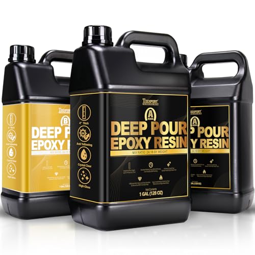 Teexpert Deep Pour Epoxy Resin - 3 Gallon Epoxy Resin Kit, Pour Depth 2-4 Inches, Crystal Clear & High Gloss Finish, Self-Leveling Resin for Medium - WoodArtSupply