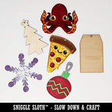 Wolf Howling with Moon Unfinished Craft Wood Holiday Christmas Tree DIY Pre-Drilled Ornament Sniggle Sloth