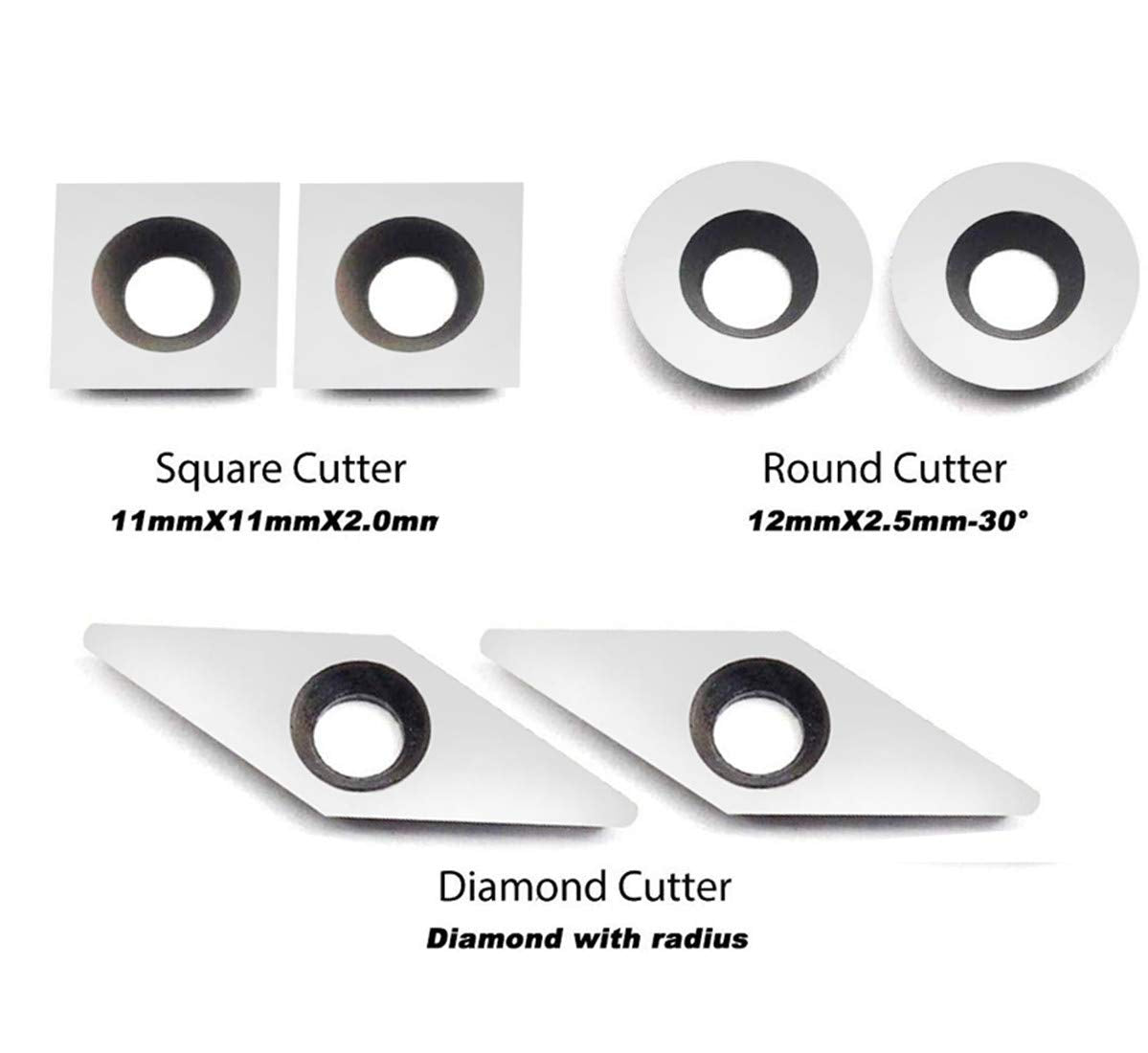 YUFUTOL Carbide Woodturning Tool Mini Size (3 Piece Set) Includes Diamond Shape, Round and Square Turning Tools With Comfort Grip Handles Perfect For YUFUTOL