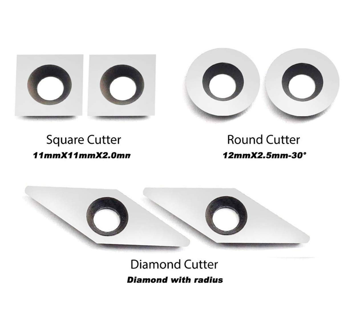 YUFUTOL Carbide Woodturning Tool Mini Size (3 Piece Set) Includes Diamond Shape, Round and Square Turning Tools With Comfort Grip Handles Perfect For