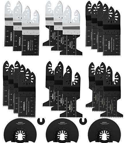 HERKKA 23 Metal Wood Oscillating Multitool Quick Release Saw Blades Compatible with Fein Multimaster Porter Cable Black & Decker Bosch Dremel - WoodArtSupply