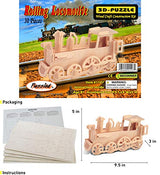 Puzzled 3D Puzzle Rolling Locomotive Train Wood Craft Construction Model Kit, Fun & Educational DIY Wooden Toy Assemble Unfinished Crafting Hobby Puzzled
