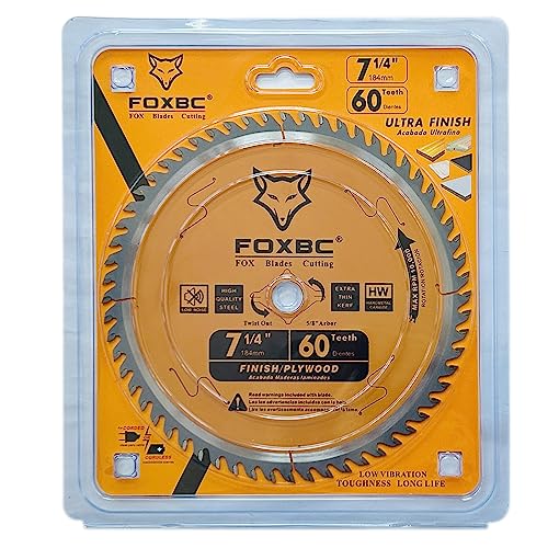 FOXBC 7-1/4" Circular Saw Blade 60-Tooth Replacement for Freud Diablo D0760A D0760X, DeWalt DWA171460 Ultra Fine Finish Circular Saw Blade - WoodArtSupply