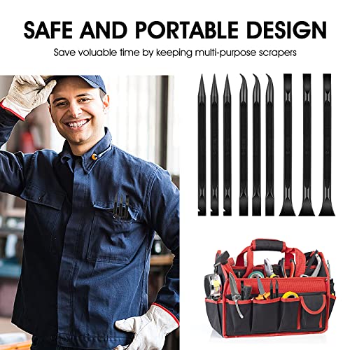 9 Pieces Plastic Scraper Tool Carbon Fiber Multi-Purpose Scraper Scratch Free Cleaning Scraper Tool for Tight Spaces and Gaps, Stickers/Food/Paint Abeillo