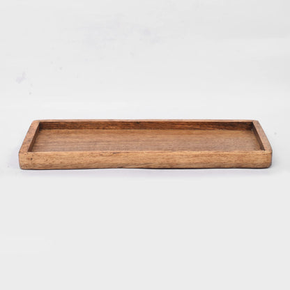 Samhita Mango Wood Serving Platter with Raised Edge -Set of 3 for Display Fruit Snacks Appetizer Sushi Food Decorative (12" x 5" x 0.75") - WoodArtSupply