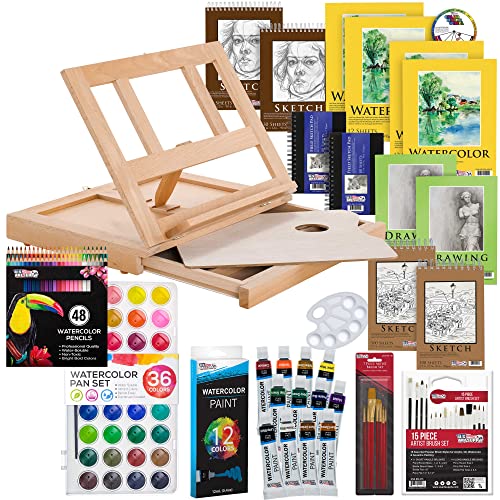 U.S. Art Supply 102-Piece Deluxe Art Creativity Set with Wooden