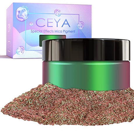 Ceya Chameleon Mica Powder, 1.8oz/ 50g Aurora Borealis Chrome Nail Powder, Cosmetic Grade Pearlescent Effect Color Shift Pigment for Epoxy Resin, ceya