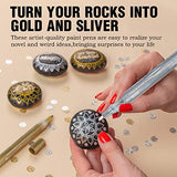 VHEONET Acrylic Paint Pens, 12 Pack (3 Black 3 White 3 Gold 3 Silver) 3mm Permanent Painting Markers DIY Craft for Rock Ceramic Glass Wood Plastic VHEONET