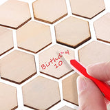 Healifty 100pcs Hexagon DIY Wood Ornaments Small Wood Hexagon Blank Slices Hexagon Wood Shapes 2 inch Unfinished Wood hex Honeycomb Wood Chips DIY Healifty