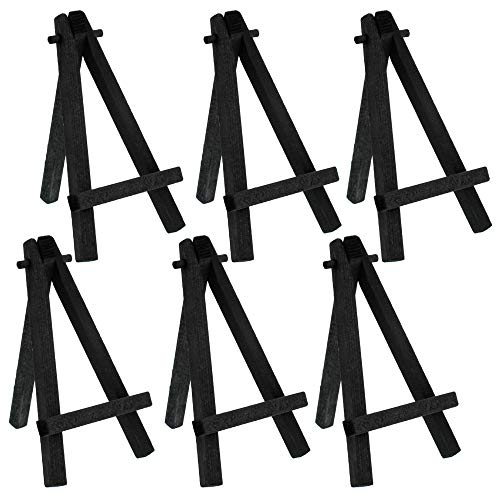 U.S. Art Supply 5" Mini Black Wood Display Easel - A-Frame Artist Painting Party Tripod Easel - Tabletop Holder Stand for Small Canvases, Kids U.S. Art Supply