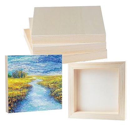 10 Pack Wood Board 8 x 8 inch Unfinished Wooden Canvas Board Square Wood Board Wooden Canvas Board Blank Wooden Canvas for Painting Painting Pouring